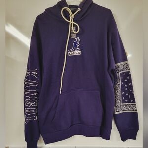 NWT Kangol XL Men's Deep Purple Hoodie with Paisley Graphic Spellout Half blend